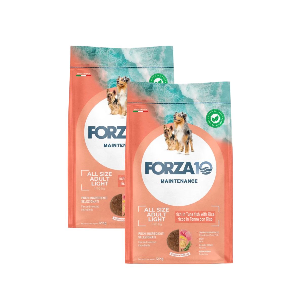 Forza10 Light All Breeds Maintenance Tonno e Riso KIT RISPARMIO 2X12KG